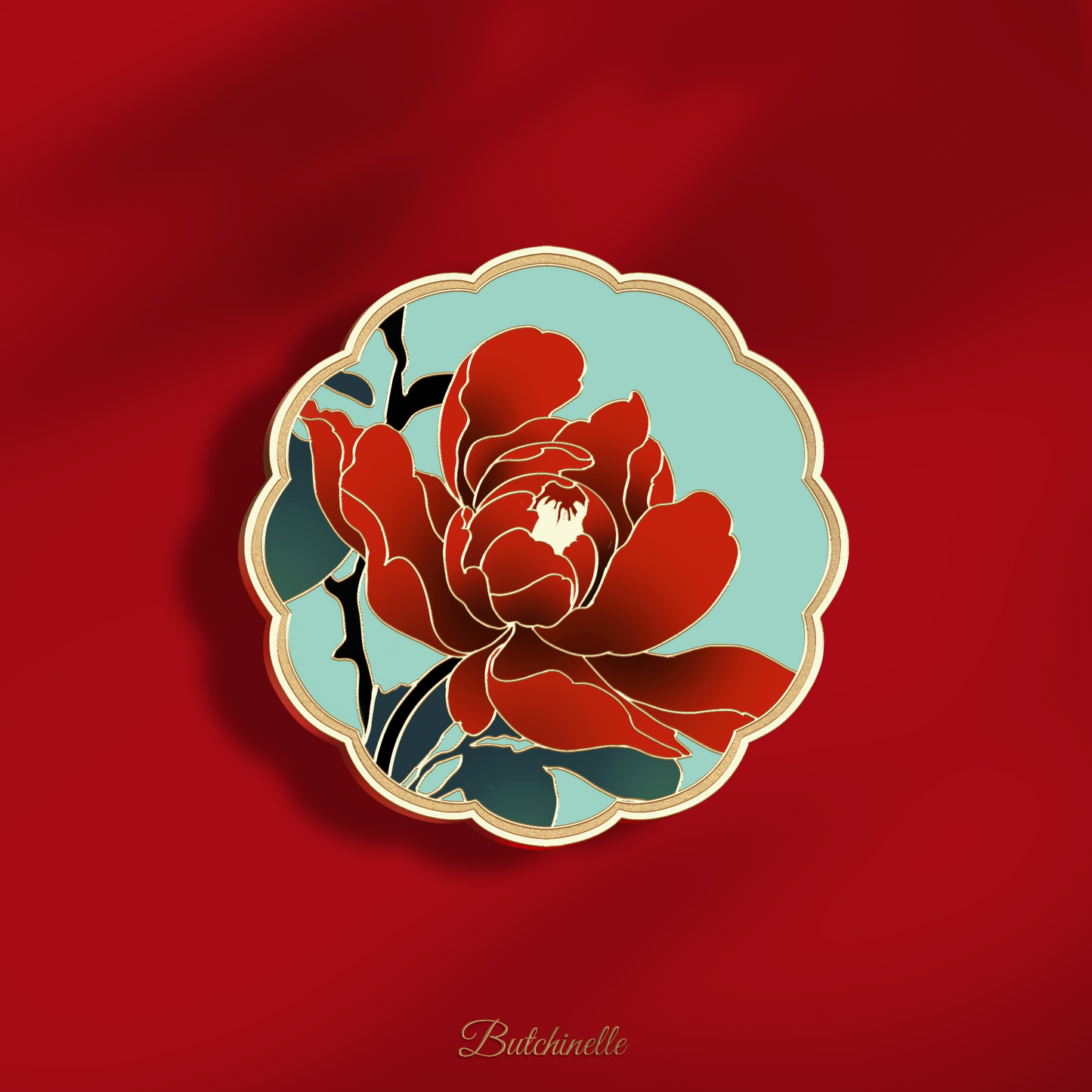 [PREORDER] Red peony · enamel pin